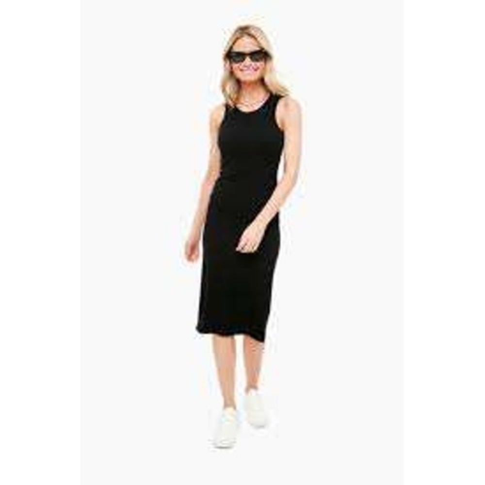 Marine Layer Tank Dress Women Small Black Ribbed Tencel Lyocell Midi Sleeveless